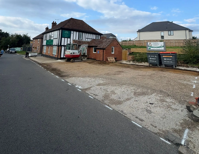 Veterinary practice car park in Charing, Kent before surfacing